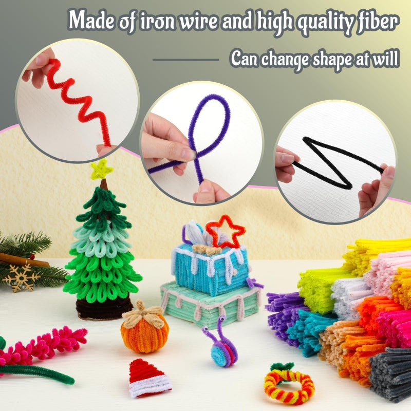 Mnuizu 200pcs Pipe Cleaners,Pipe Cleaners Chenille Stems for Craft, Fuzzy Sticks Christmas Craft Supplies for DIY Art & Creative Crafts Decorations(Grey) - Image 4